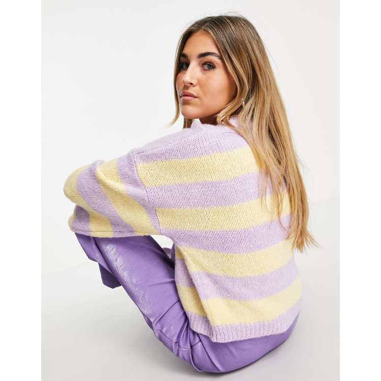 Topshop pastel stripe jumper in yellow and lilac ASOS - Main Image