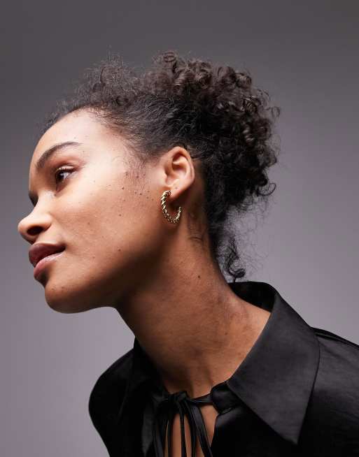 Topshop - Pat - Créoles torsadées imperméables en acier inoxydable - Doré