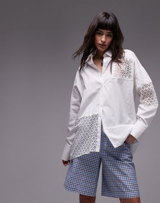 Shop Topshop Patched Cutwork Shirt In White