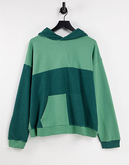 Hoodies & Sweatshirts Topshop patched hoodie in green 