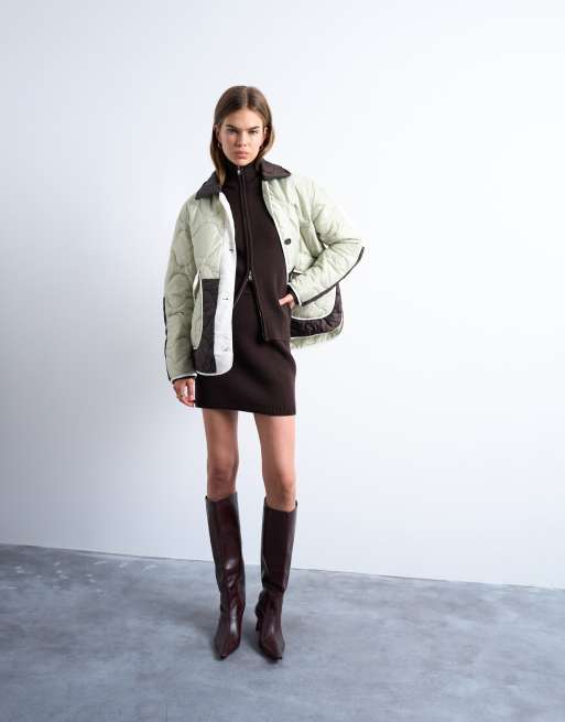 Topshop patchwork quilted liner jacket in multi