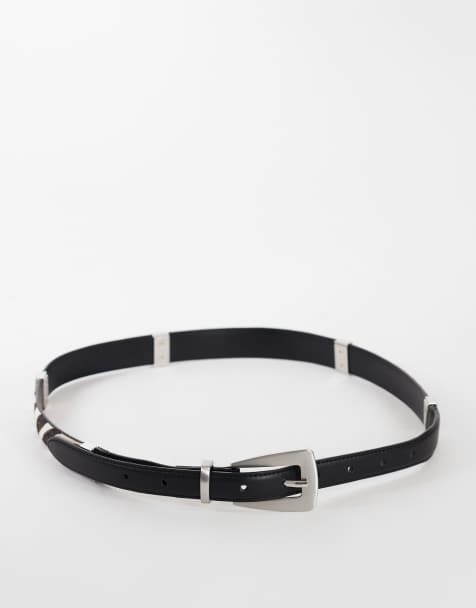 Topshop patchwork real leather belt in black and zebra print - view 1