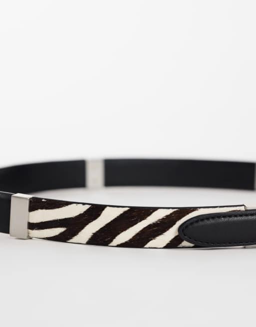 Topshop patchwork real leather belt in black and zebra print, 2 of 3