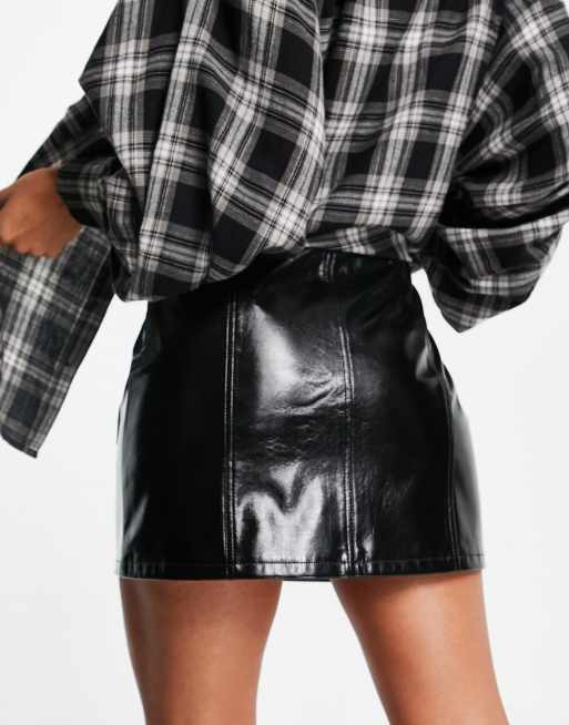 Topshop front zip 2024 faux leather mini skirt