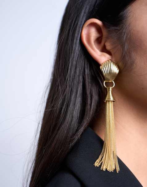 Topshop - Paulo - Boucles d'oreilles à franges - Doré - view 1