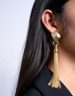 Topshop - Paulo - Goldfarbene Ohrringe im Fransendesign