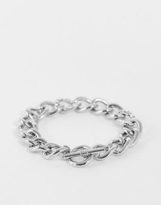 Topshop pave chain t bar bracelet in silver
