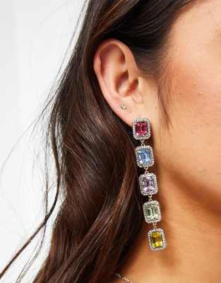 Rainbow crystal drop earrings sale