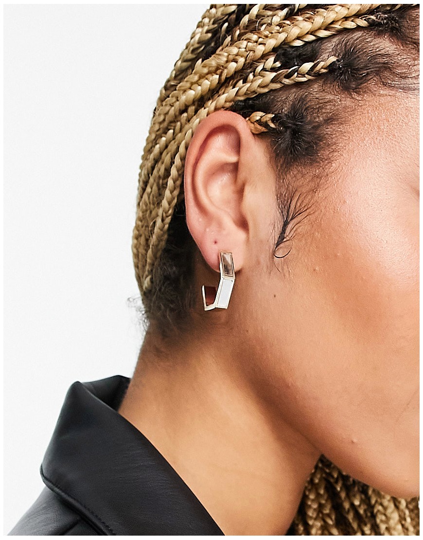 Topshop pave edge thin hexagon hoop earrings in gold