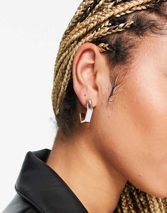 Topshop pave edge thin hexagon hoop earrings in gold