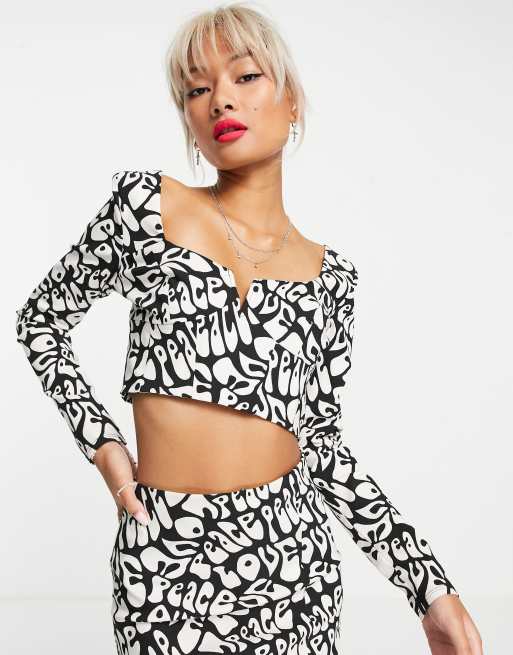 peace and love bengaline top in monochrome ASOS