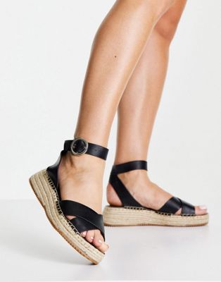 Topshop Peanut espadrille sandal in black - ASOS Price Checker