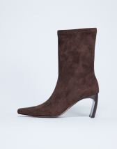 Topshop Pearl point toe faux suede ankle boot in chocolate