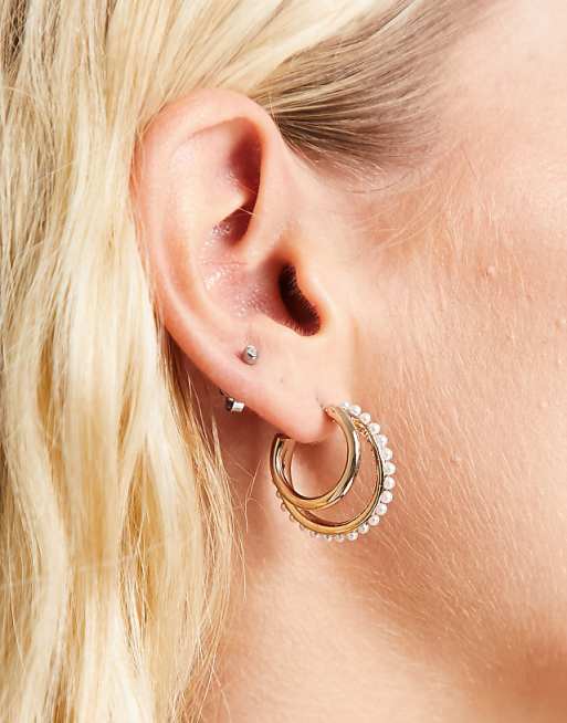 Pearly Split Hoop Earrings Pearly Split Hoop Earrings