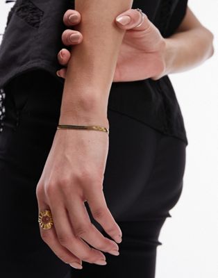 Topshop Peeta waterproof stainless steel snake chain bracelet in gold tone