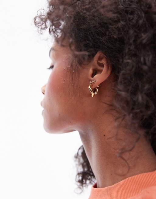 Topshop - Pele - Guldfarvede hoop-øreringe med kædeledsdesign i vandfast, rustfrit stål