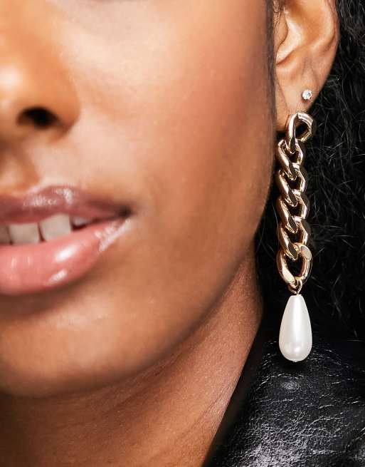 Topshop - Pendants d'oreilles à chaîne et perles fantaisie - Doré, 2 de 4