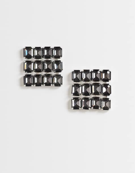 Topshop - pendientes cuadrados llamativos en negro - view 1
