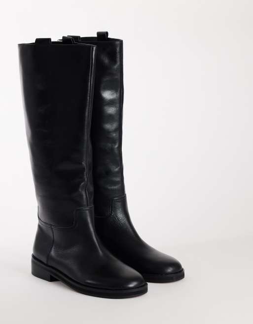 Topshop Penelope real leather riding boot in black, 2 of 4