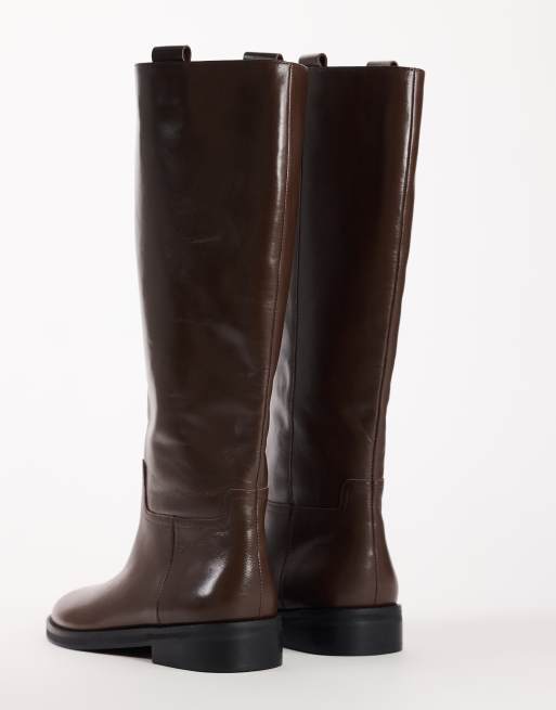 Topshop Penelope real leather riding boot in chocolate, 4 of 4