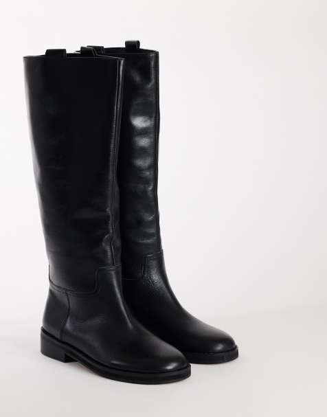 Topshop Penelope Reitstiefel aus Echtleder in Schwarz - view 1
