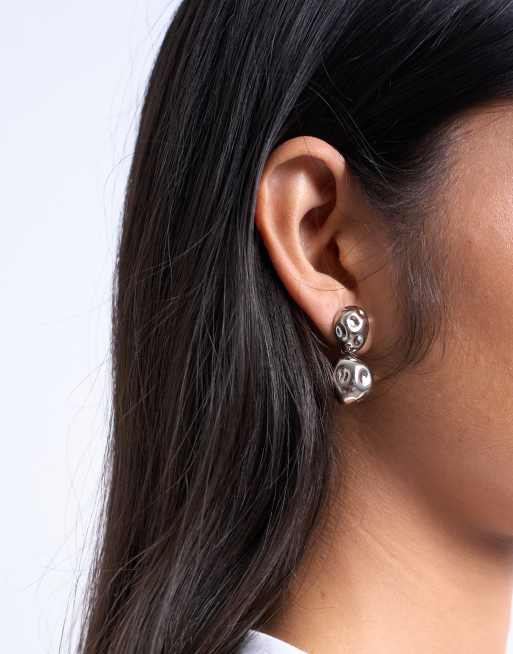 Topshop - Penn - Mini oorknopjes met hangers van waterbestendig roestvrij staal in zilver