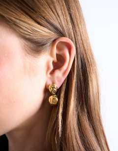 Penn waterproof stainless steel mini drop stud earring in gold