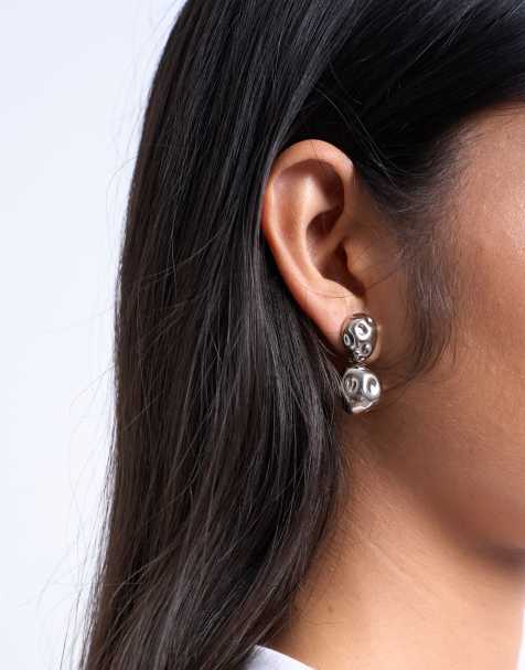 Topshop Penn waterproof stainless steel mini drop stud earring in silver - view 1