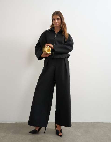 Topshop peplum top and tailored trouser co ord in black - view 1