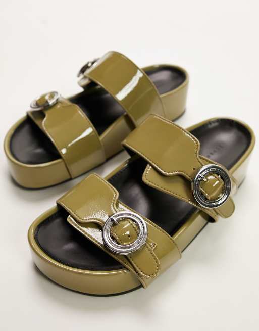 Topshop Pepper Footbed Sandal in Green ASOS