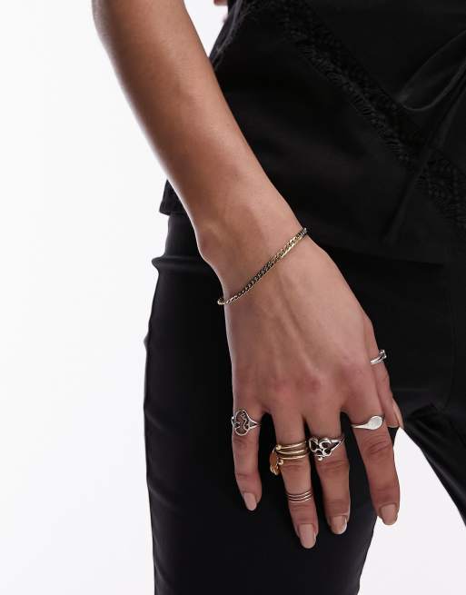 Topshop - Percy - Bracciale a catenina barbazzale in acciaio inossidabile resistente all'acqua dorato