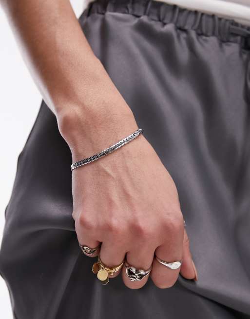 Topshop – Percy – Silberfarbenes Gliederkettenarmband aus wasserabweisendem Edelstahl