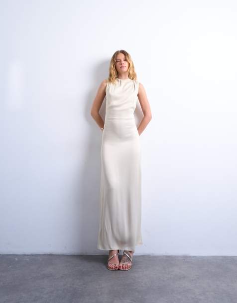 Topshop – Perłowa sukienka maxi z obniżoną linią pach - view 1