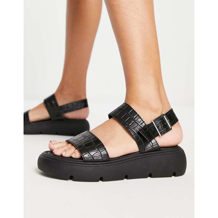 Topshop Perrie chunky two part sandal in black ASOS