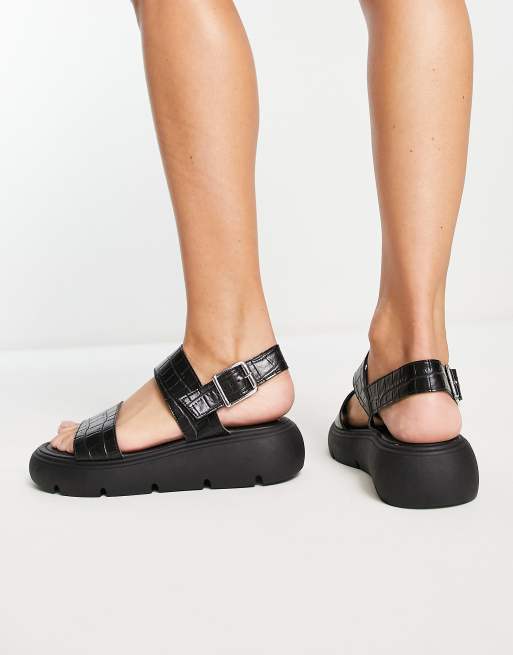 Topshop – Perrie – Czarne dwuczęściowe sandały na grubej podeszwie, 2 z 4