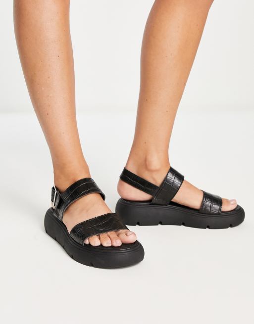 Topshop – Perrie – Czarne dwuczęściowe sandały na grubej podeszwie, 3 z 4