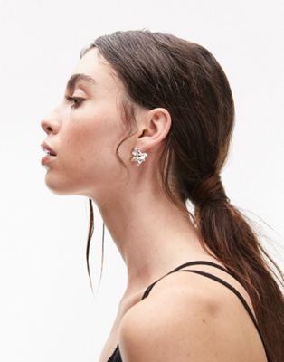 Topshop Perth molten stud earrings in silver plated