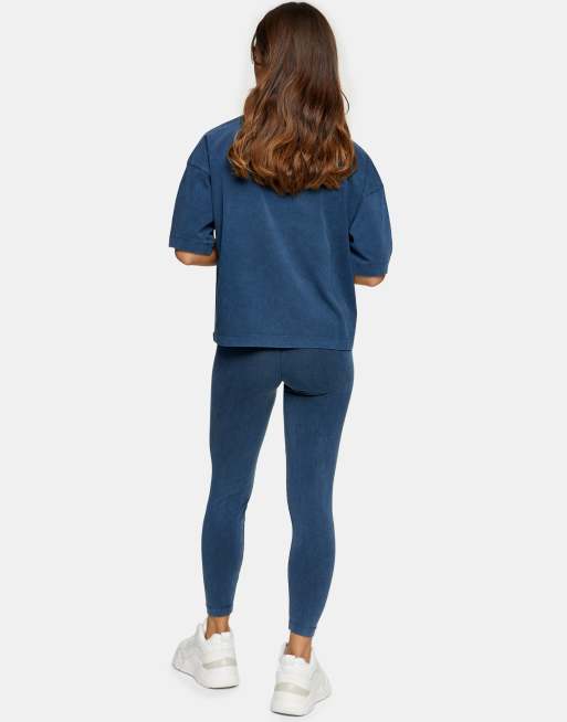 Topshop Petite acid wash leggings in blue, 2 of 4