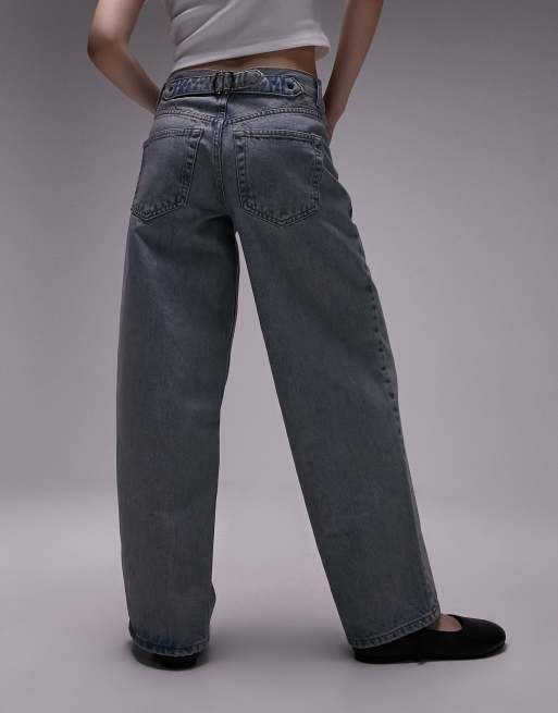 Topshop Petite - Afslappede og lavtaljede jeans med afbleget vintagedesign, 3 af 5