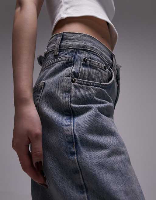 Topshop Petite - Afslappede og lavtaljede jeans med afbleget vintagedesign, 4 af 5