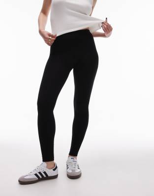 Topshop Petite Full Length Heavy Weight Leggings In Black