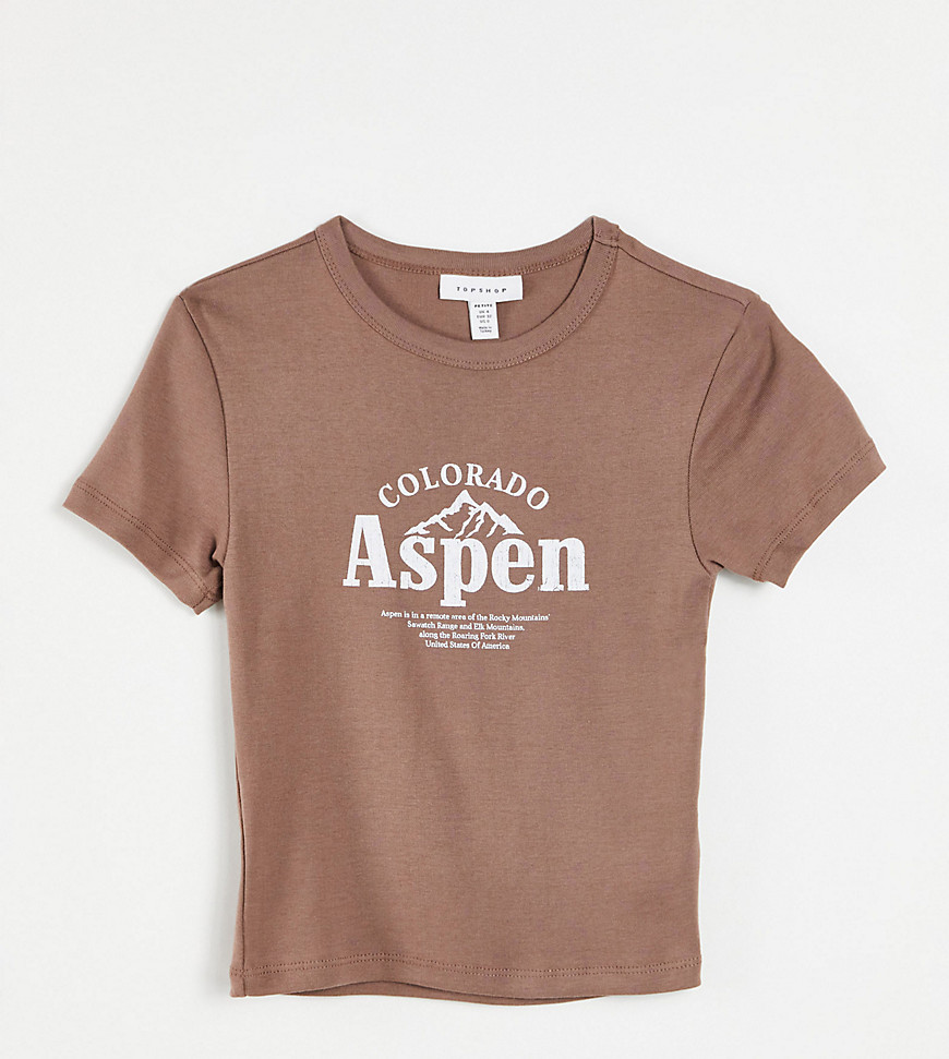 Topshop Petite Aspen baby t-shirt in brown