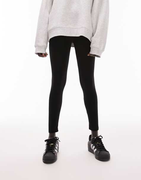 Topshop Petite basic ankle leggings in black - view 1