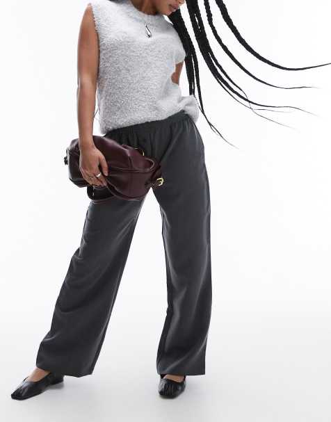 Topshop Petite basic button down jogger in charcoal - view 1