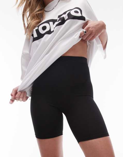 Topshop Petite basic legging short in black - view 1