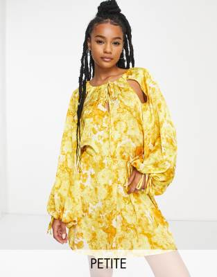 Topshop yellow 2024 floral dress