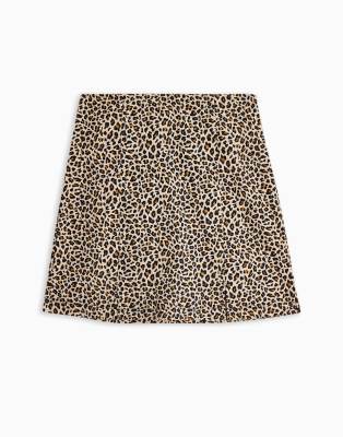 topshop leopard print denim skirt