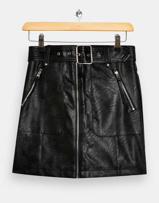 Topshop Petite – Biker-Rock aus Kunstleder in Schwarz, 4 von 4