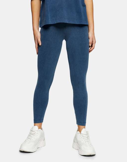 Topshop Petite – Blå stentvättade leggings, 3 av 4
