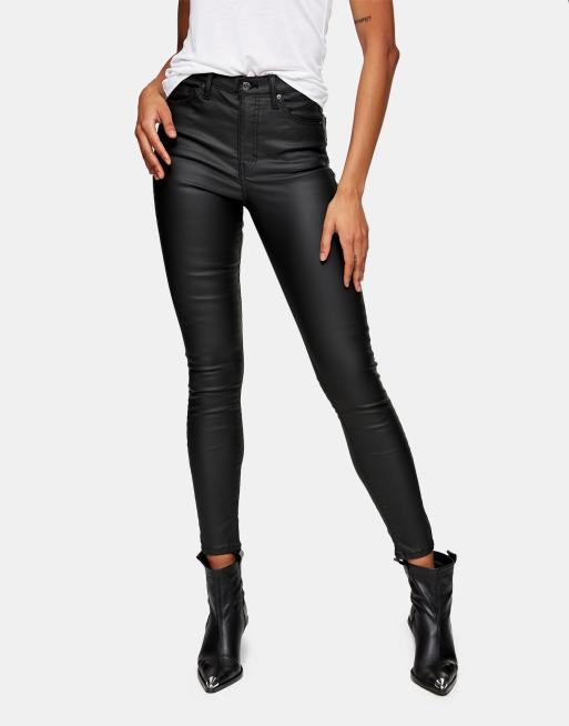 petite black coated jeans